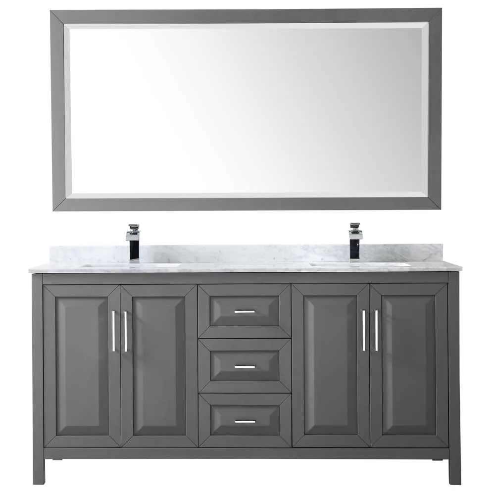 Daria 72 Inch Double Bathroom Vanity in Dark Gray