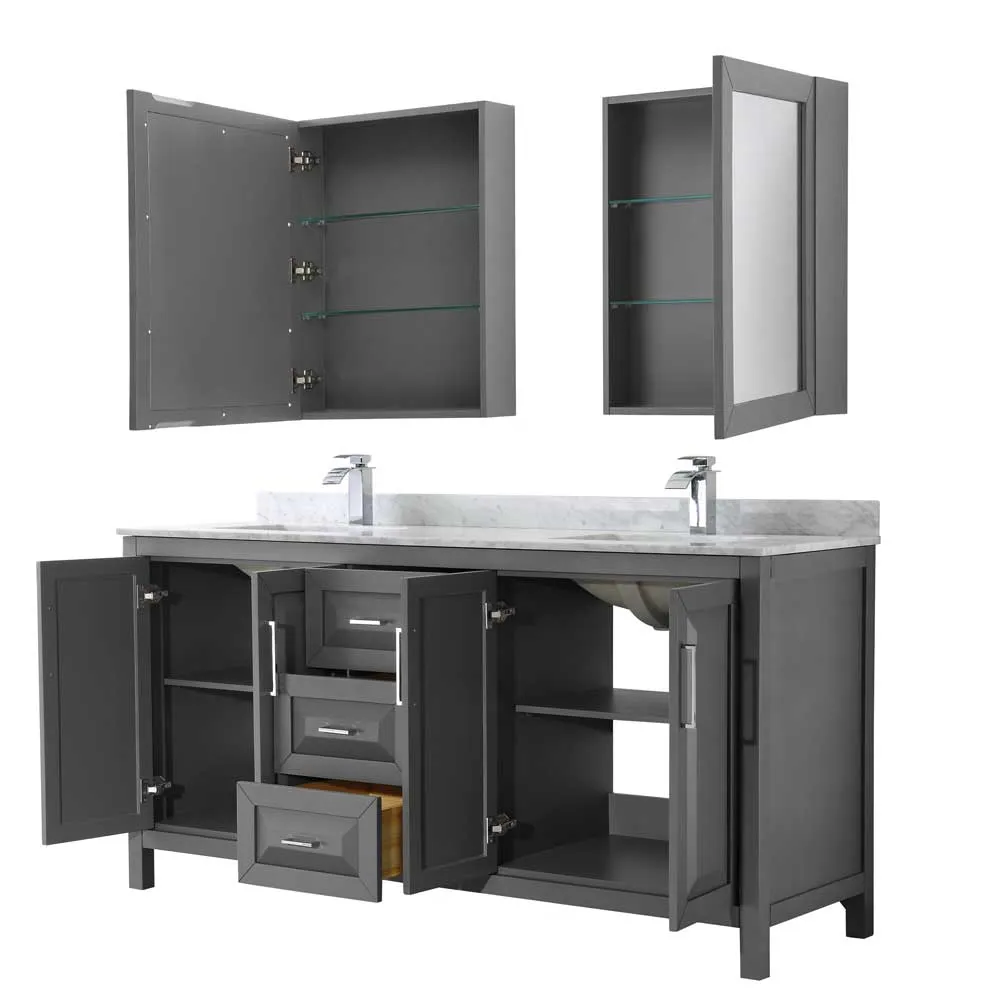 Daria 72 Inch Double Bathroom Vanity in Dark Gray