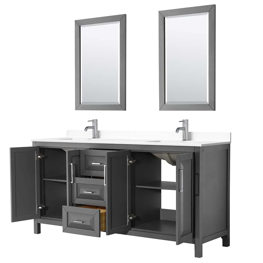 Daria 72 Inch Double Bathroom Vanity in Dark Gray