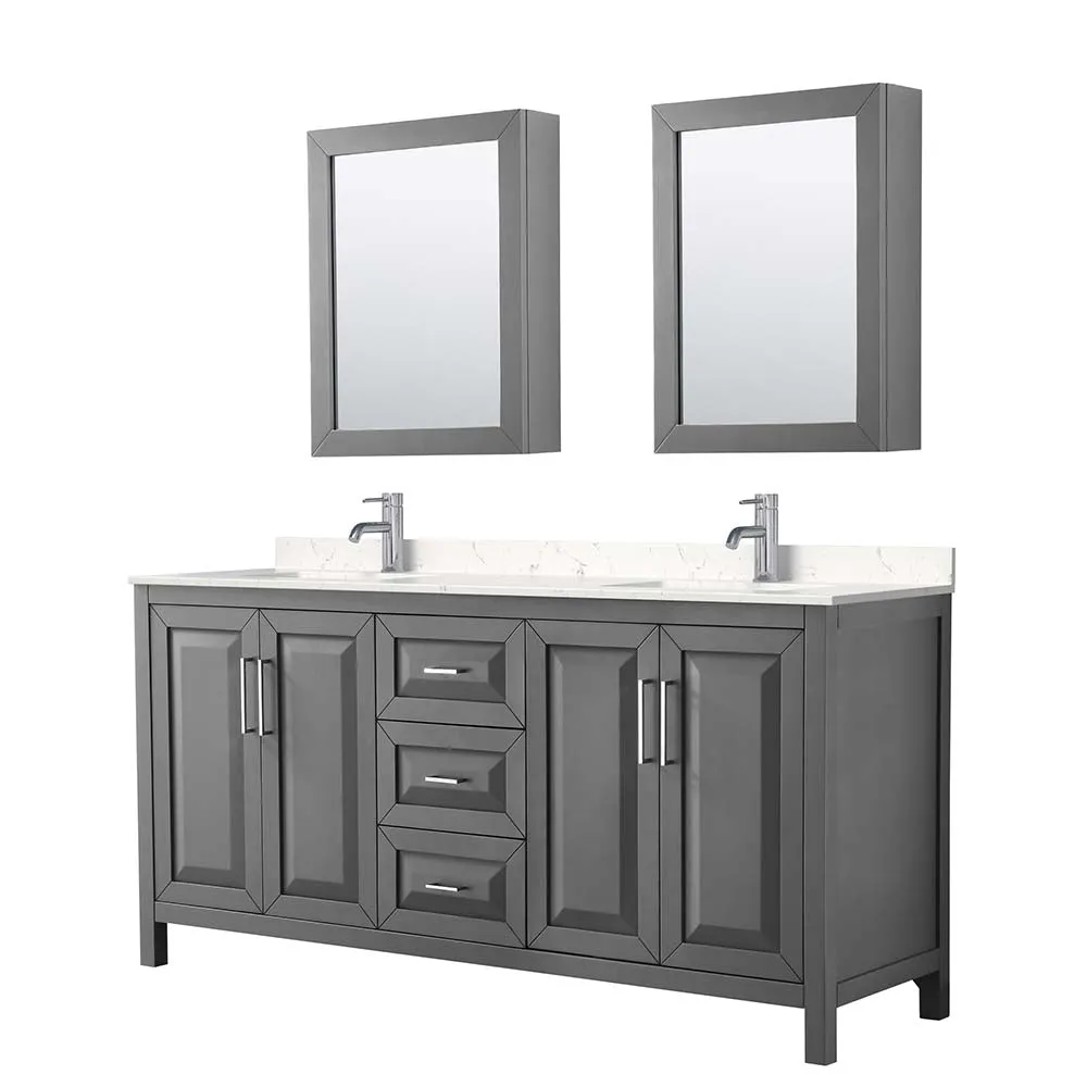 Daria 72 Inch Double Bathroom Vanity in Dark Gray