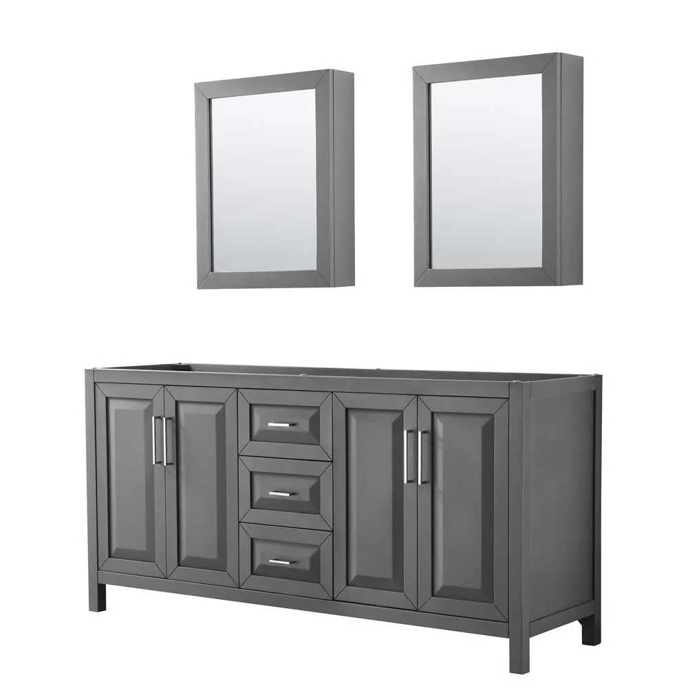 Daria 72 Inch Double Bathroom Vanity in Dark Gray