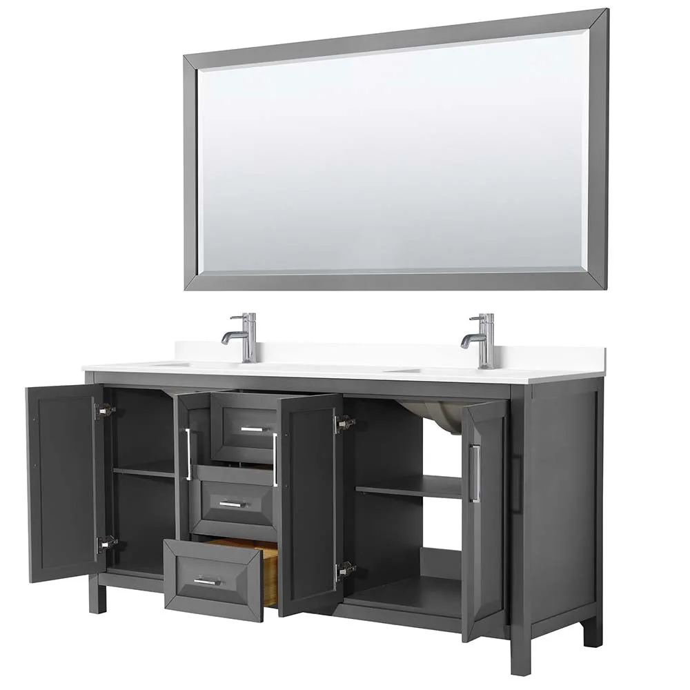 Daria 72 Inch Double Bathroom Vanity in Dark Gray