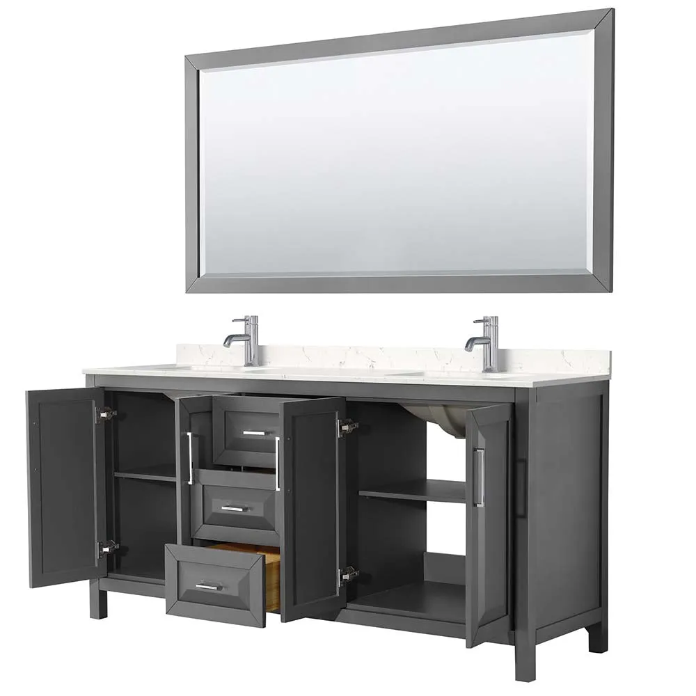 Daria 72 Inch Double Bathroom Vanity in Dark Gray