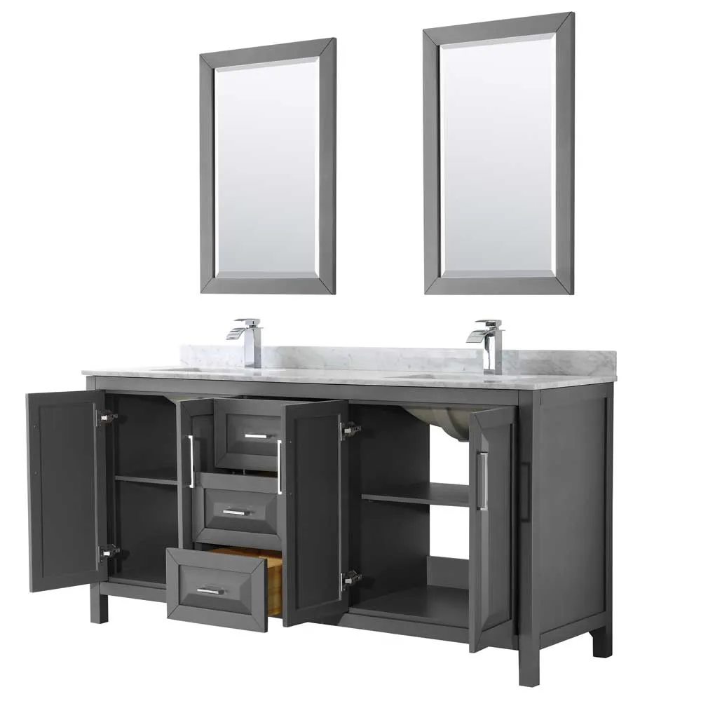 Daria 72 Inch Double Bathroom Vanity in Dark Gray