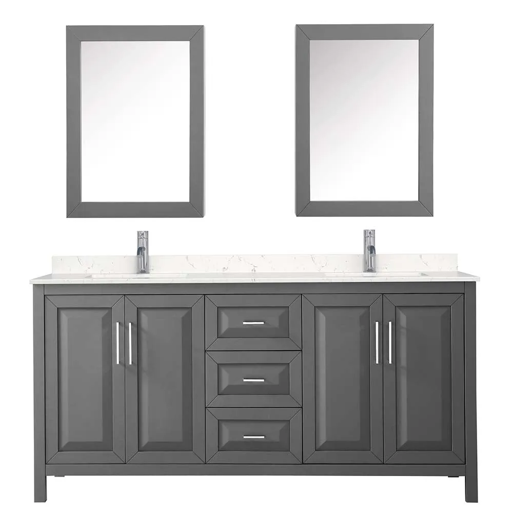 Daria 72 Inch Double Bathroom Vanity in Dark Gray