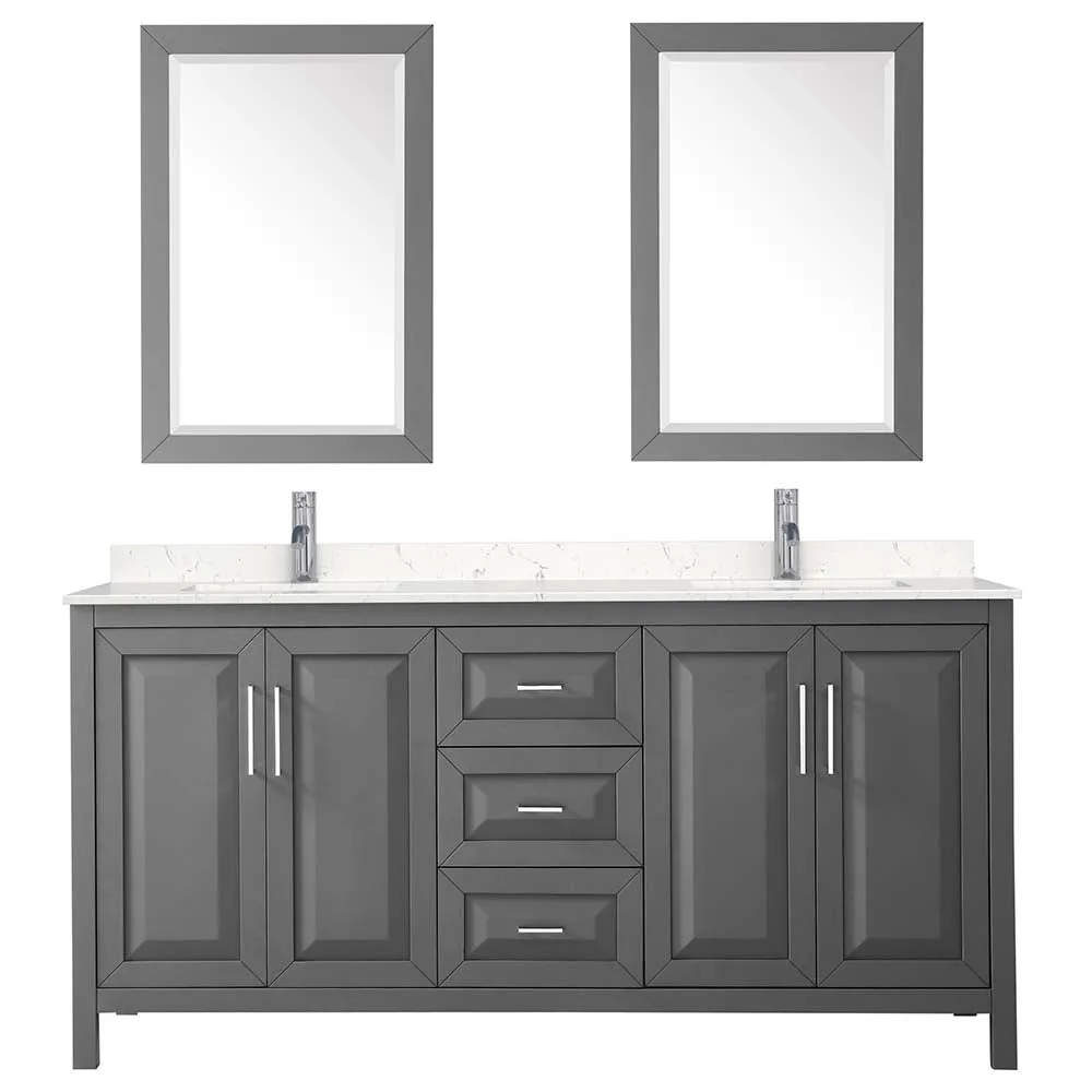 Daria 72 Inch Double Bathroom Vanity in Dark Gray