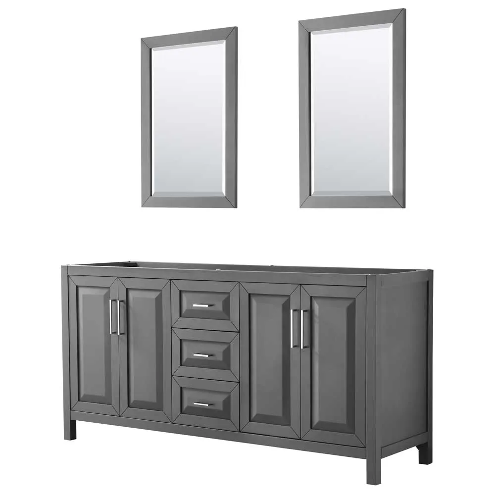 Daria 72 Inch Double Bathroom Vanity in Dark Gray