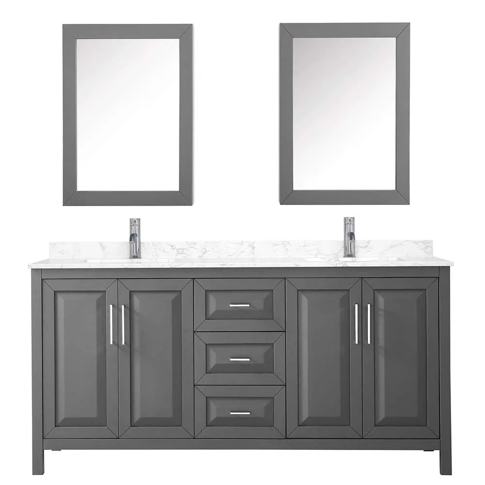 Daria 72 Inch Double Bathroom Vanity in Dark Gray
