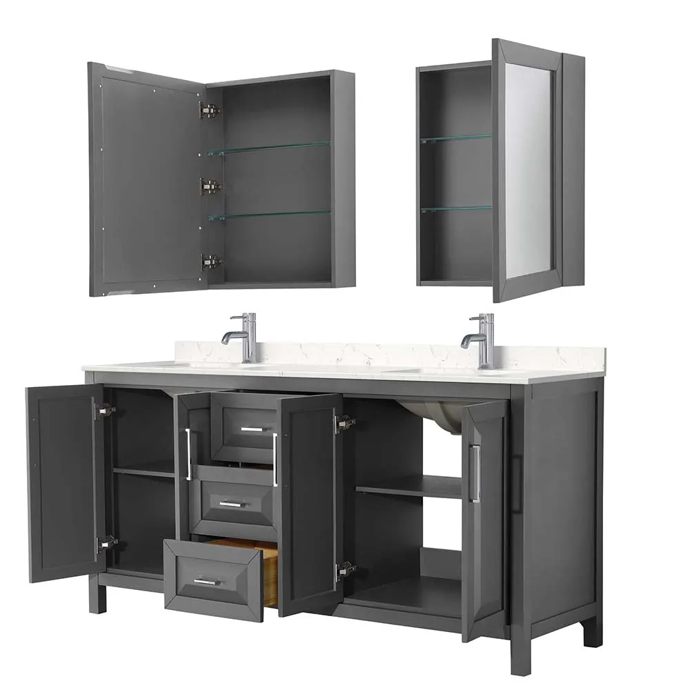 Daria 72 Inch Double Bathroom Vanity in Dark Gray