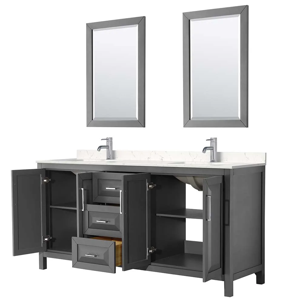 Daria 72 Inch Double Bathroom Vanity in Dark Gray