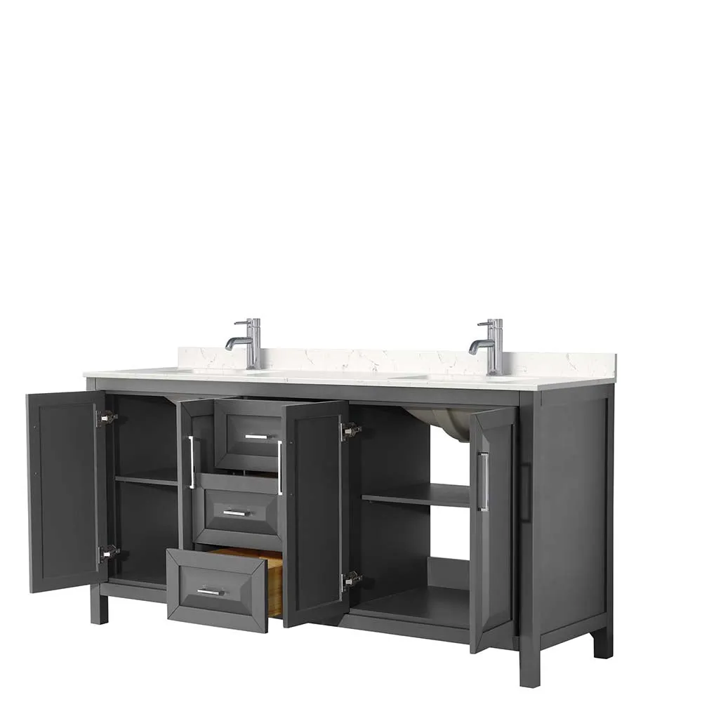 Daria 72 Inch Double Bathroom Vanity in Dark Gray