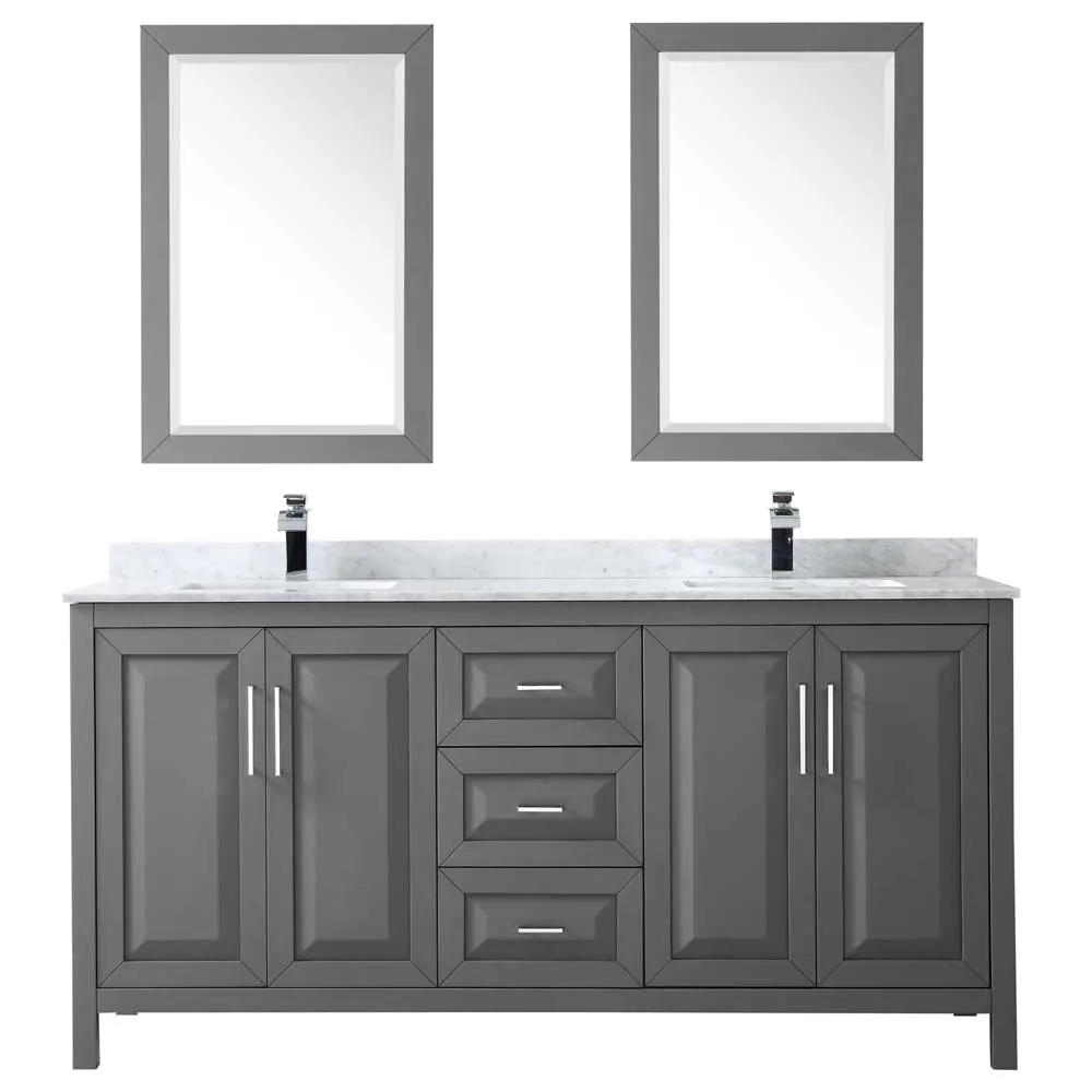 Daria 72 Inch Double Bathroom Vanity in Dark Gray