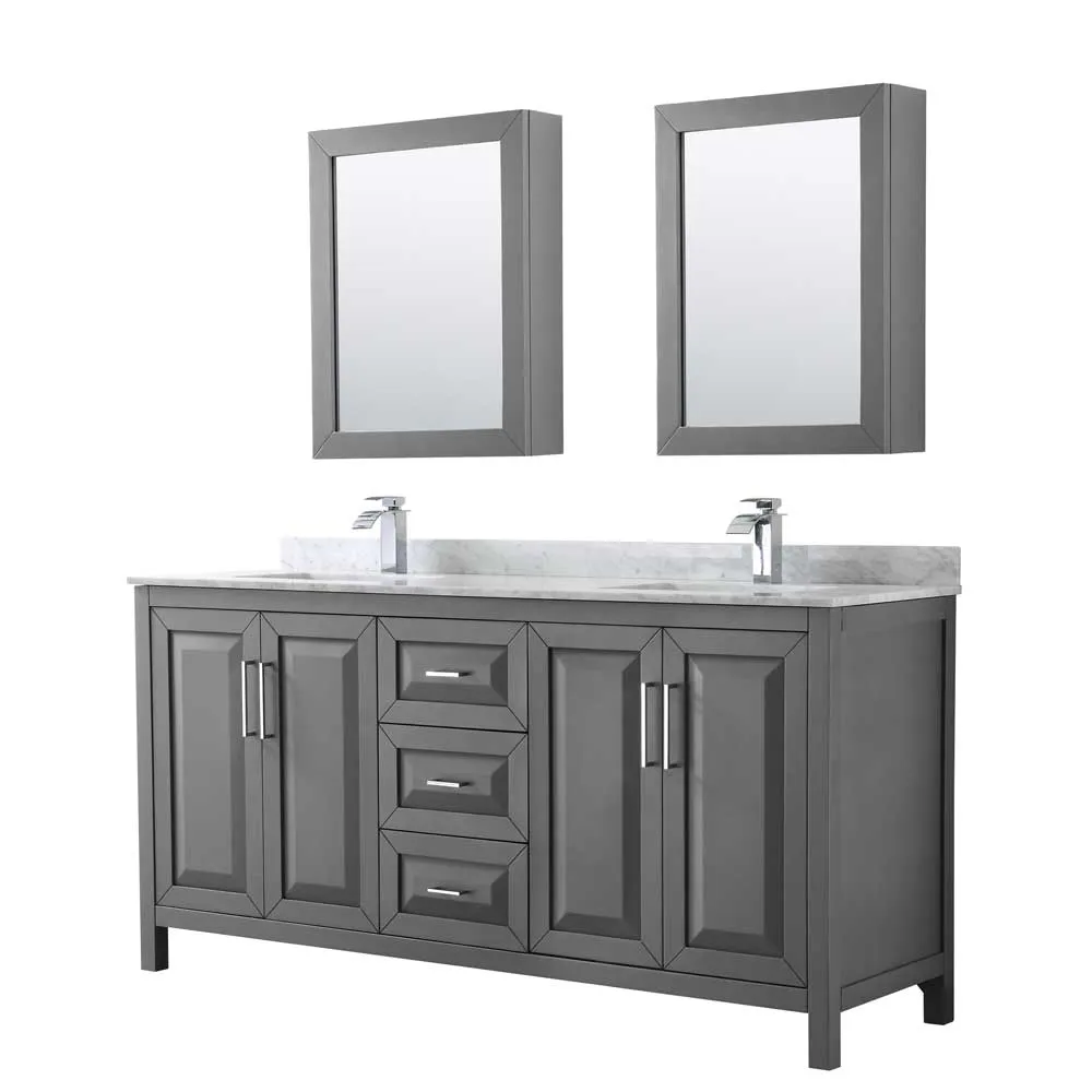 Daria 72 Inch Double Bathroom Vanity in Dark Gray