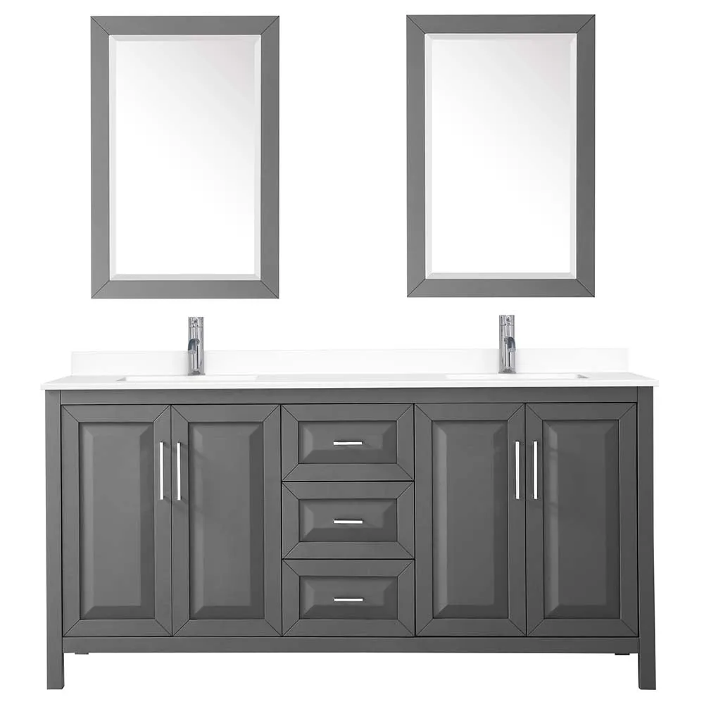 Daria 72 Inch Double Bathroom Vanity in Dark Gray
