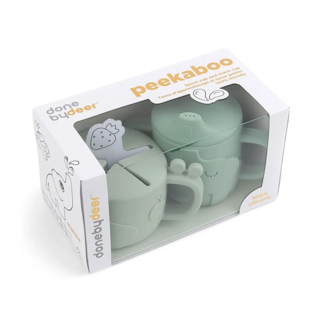DONE BY DEER Peekaboo Spout/Snack Cup Set Deer Friends - Green
