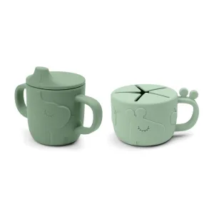 DONE BY DEER Peekaboo Spout/Snack Cup Set Deer Friends - Green