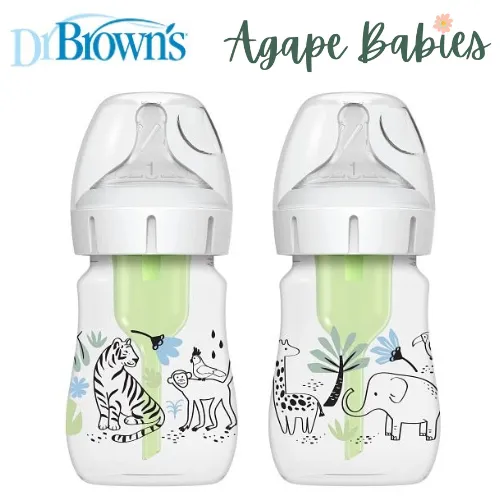 Dr. Brown's 5oz/150ml WN Options  Designer Bottles (Jungle Design), 2-Pack
