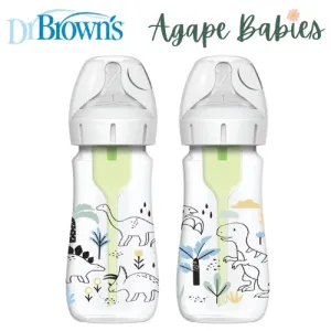Dr. Brown's 9oz/270ml WN Options  Designer Bottles (Dinosaurs Design), 2pc