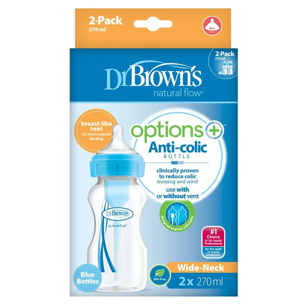 Dr Brown’s Options  Anti-Colic Bottle (270ml, Twin Pack) - Blue