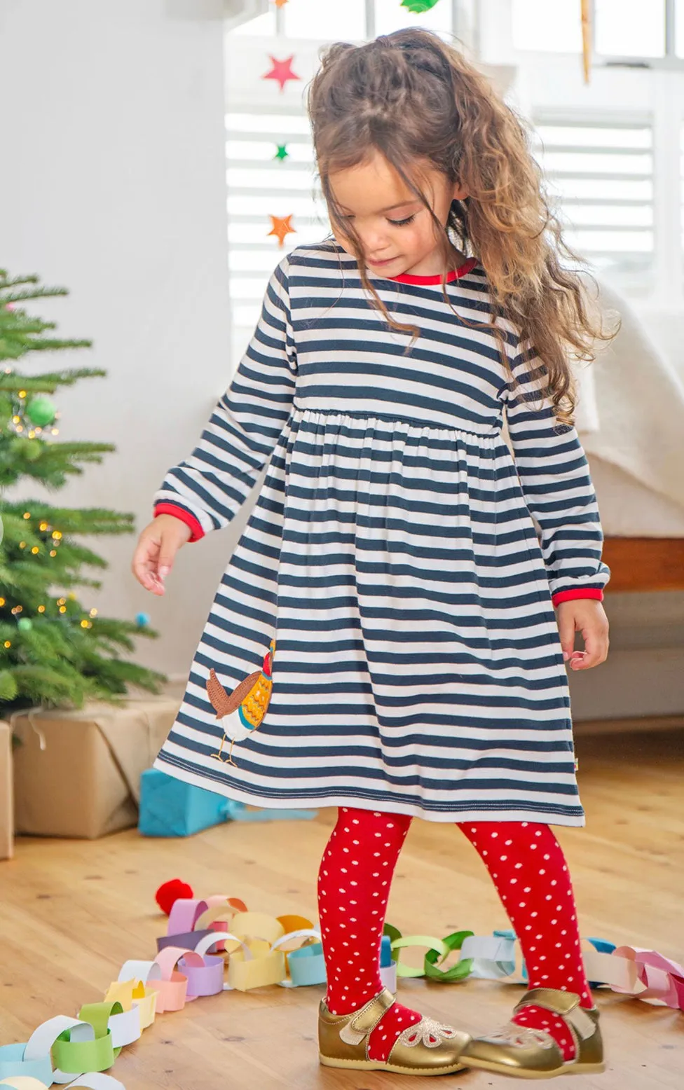 Frugi 2 Pack Infant Tights Red Spot Robins