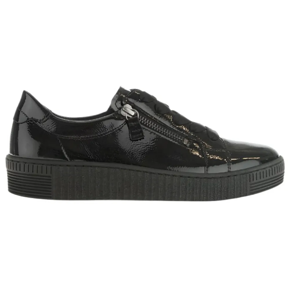Gabor Wisdom Black Patent Trainers