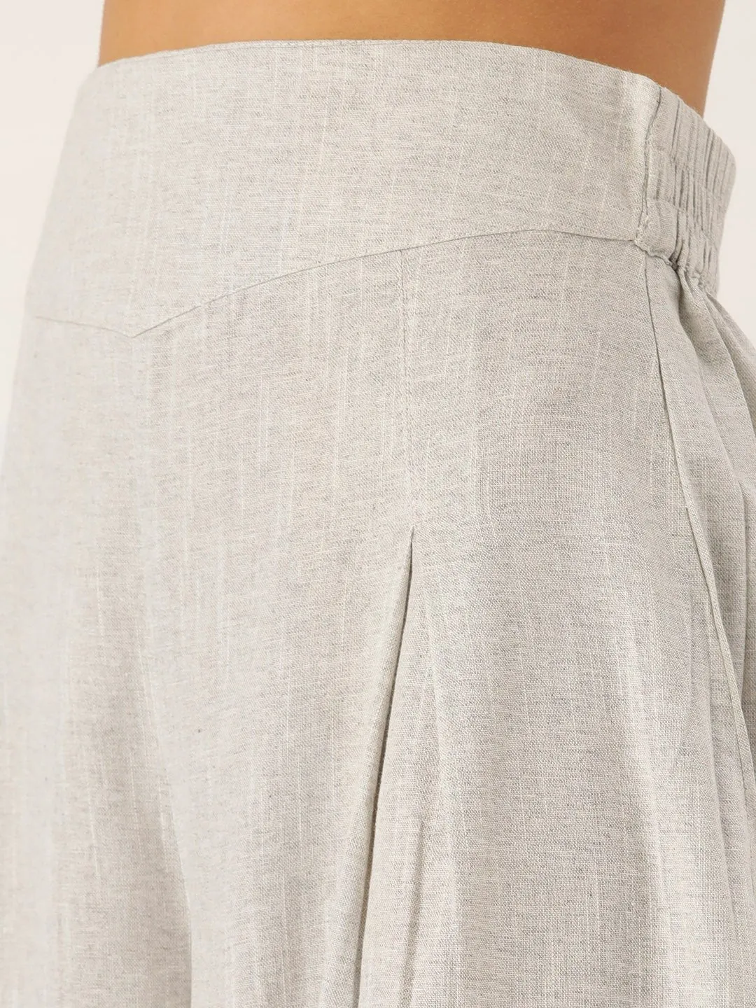 GREY AND PINK HANDLOOM TOP BOTTOM SET
