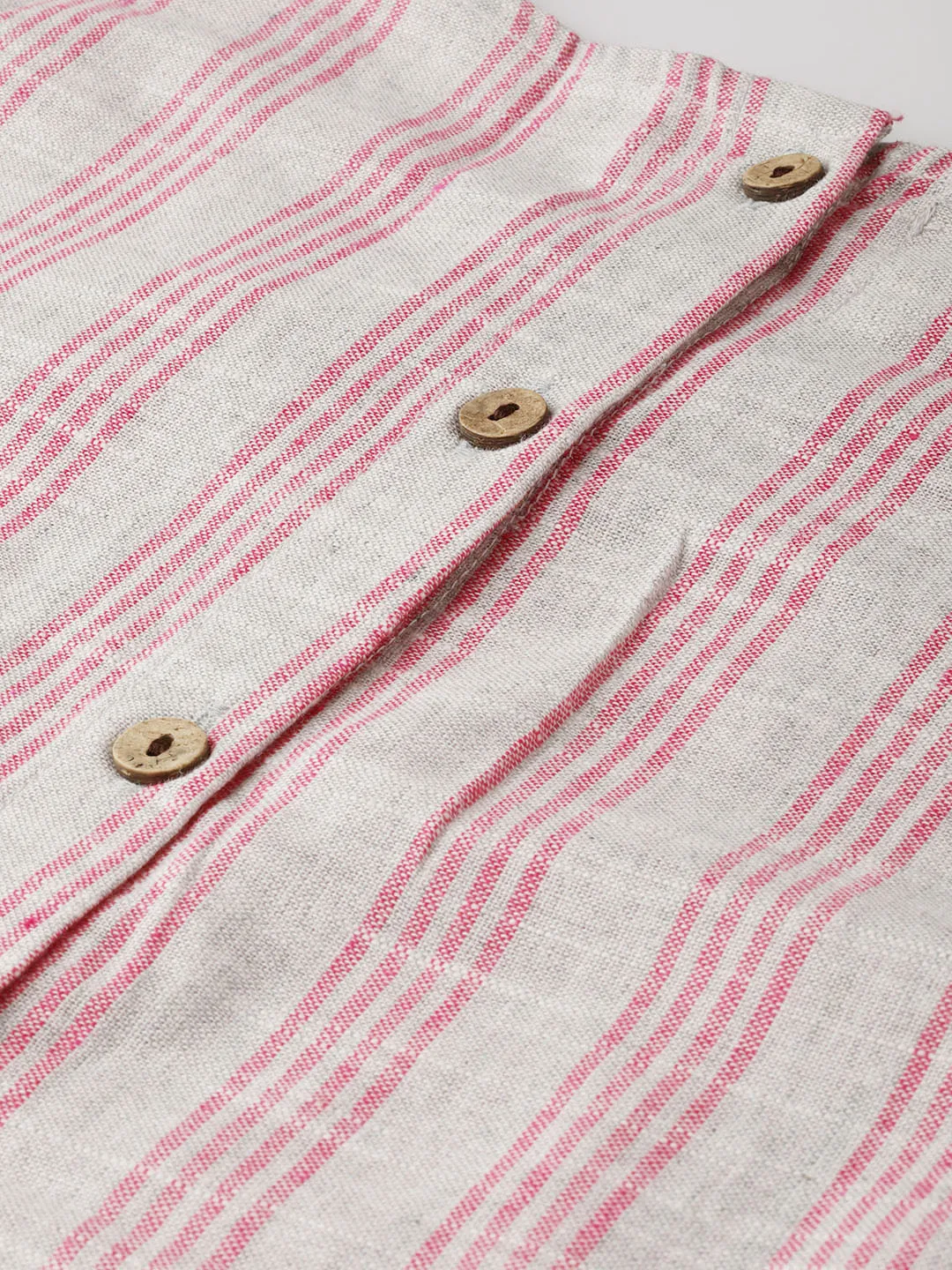 GREY AND PINK HANDLOOM TOP BOTTOM SET