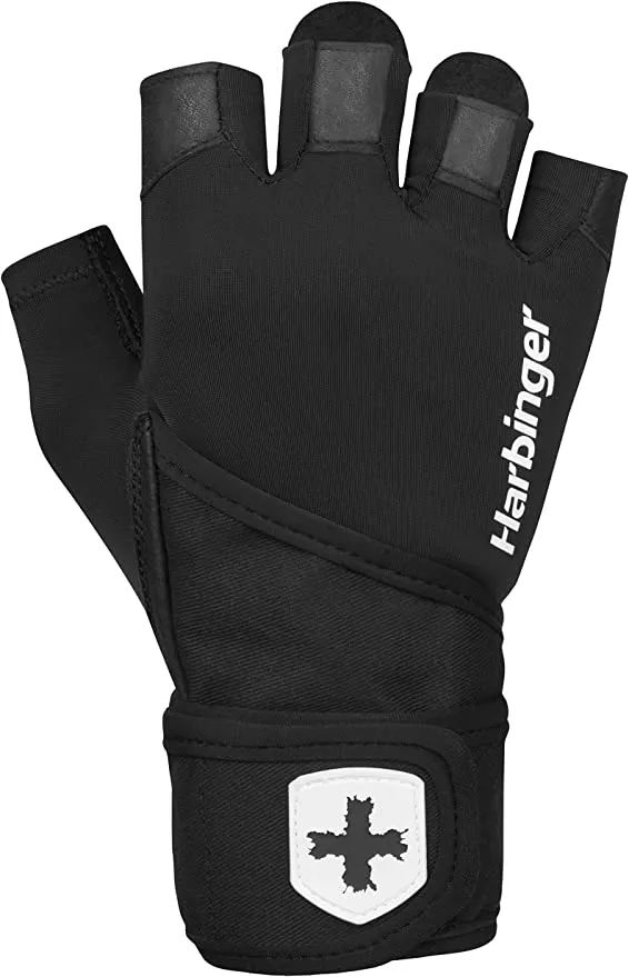 Harbinger Unisex's Pro WristWrap Gloves 2.0 - Black
