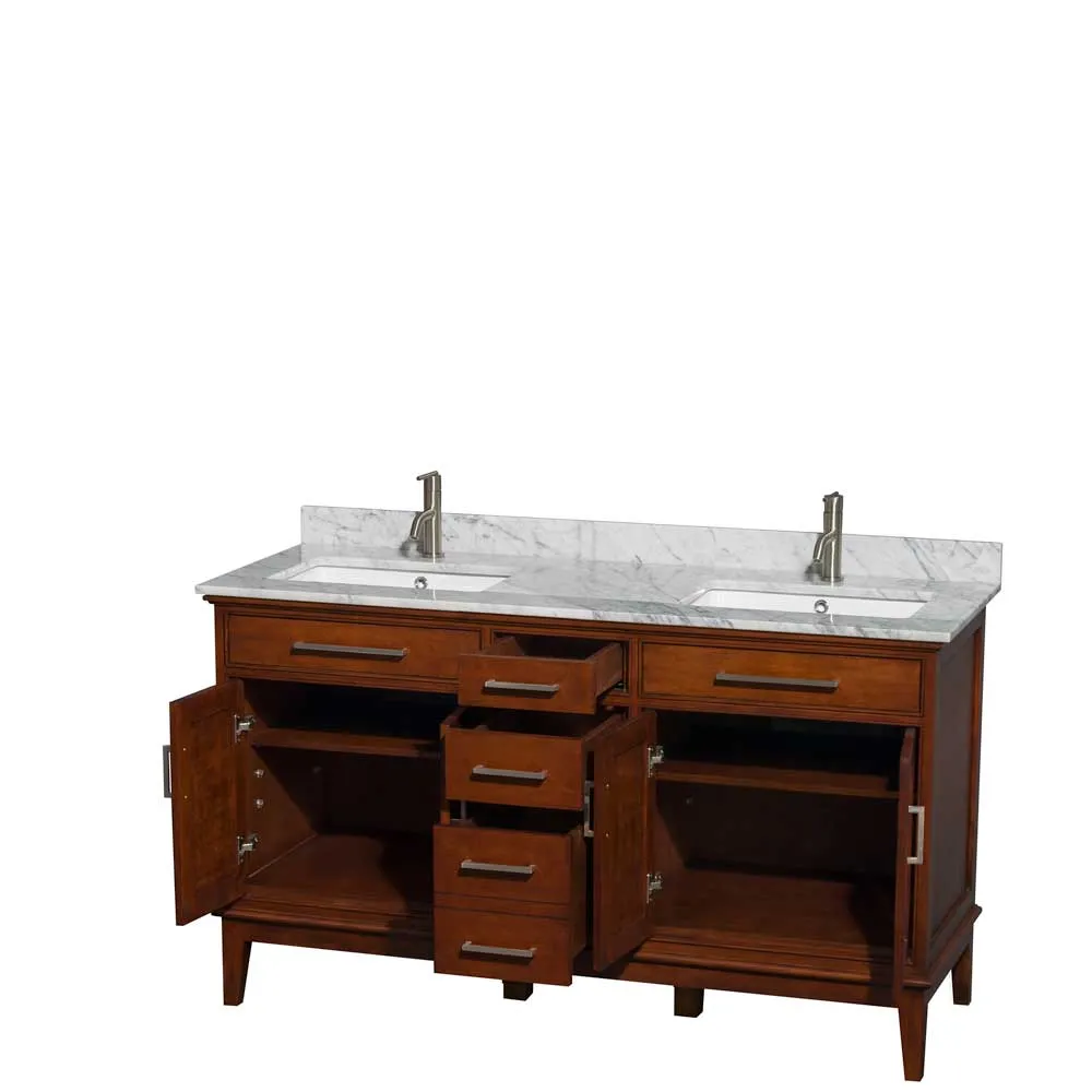 Hatton 60 Inch Double Bathroom Vanity in Light Chestnut