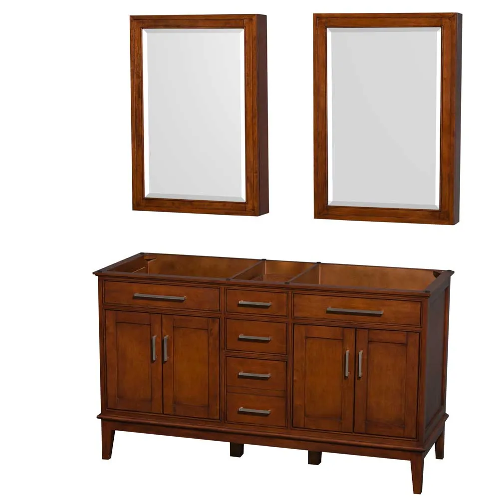 Hatton 60 Inch Double Bathroom Vanity in Light Chestnut