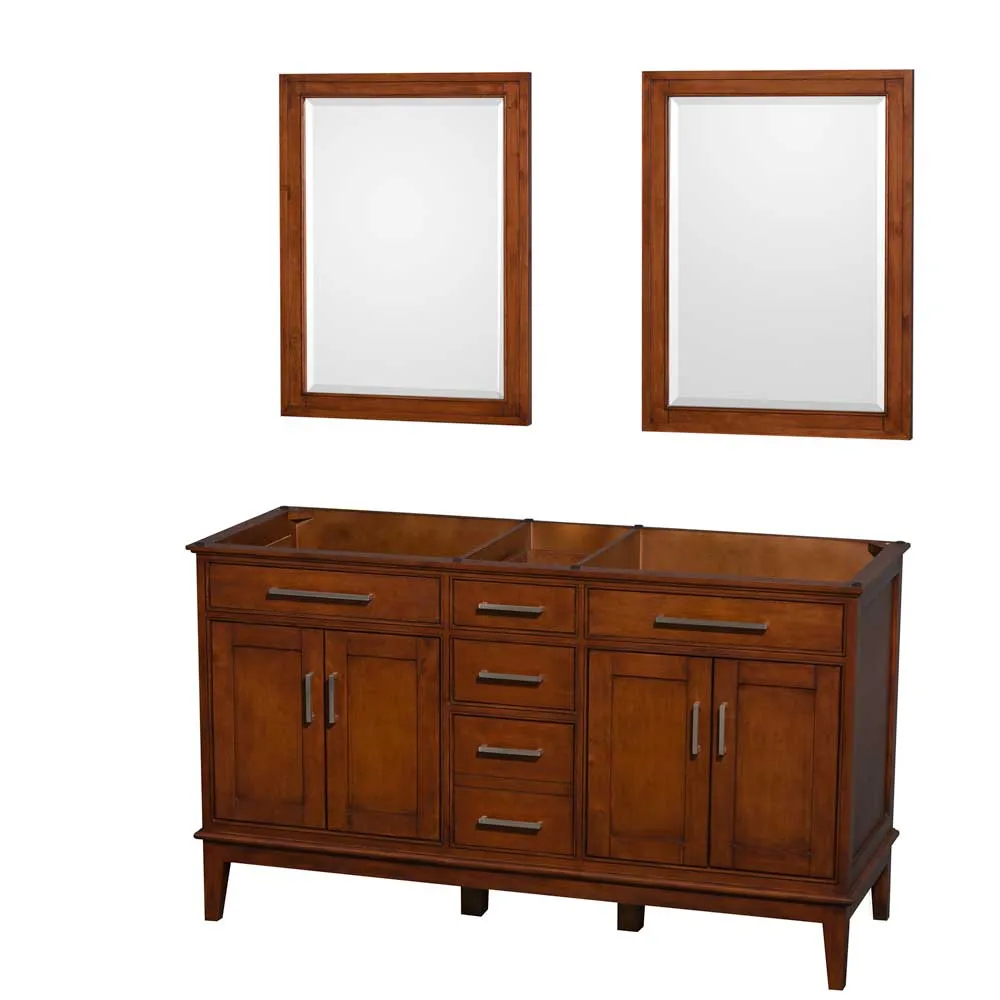 Hatton 60 Inch Double Bathroom Vanity in Light Chestnut