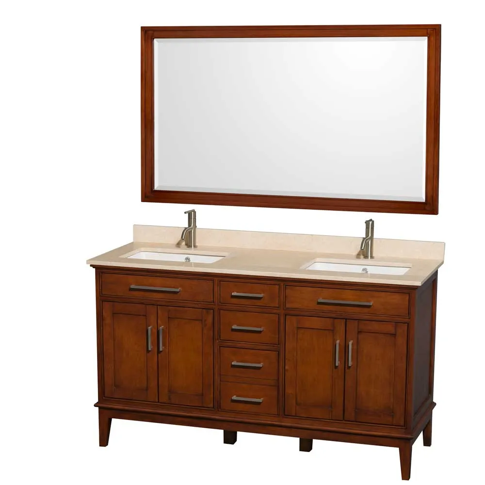 Hatton 60 Inch Double Bathroom Vanity in Light Chestnut