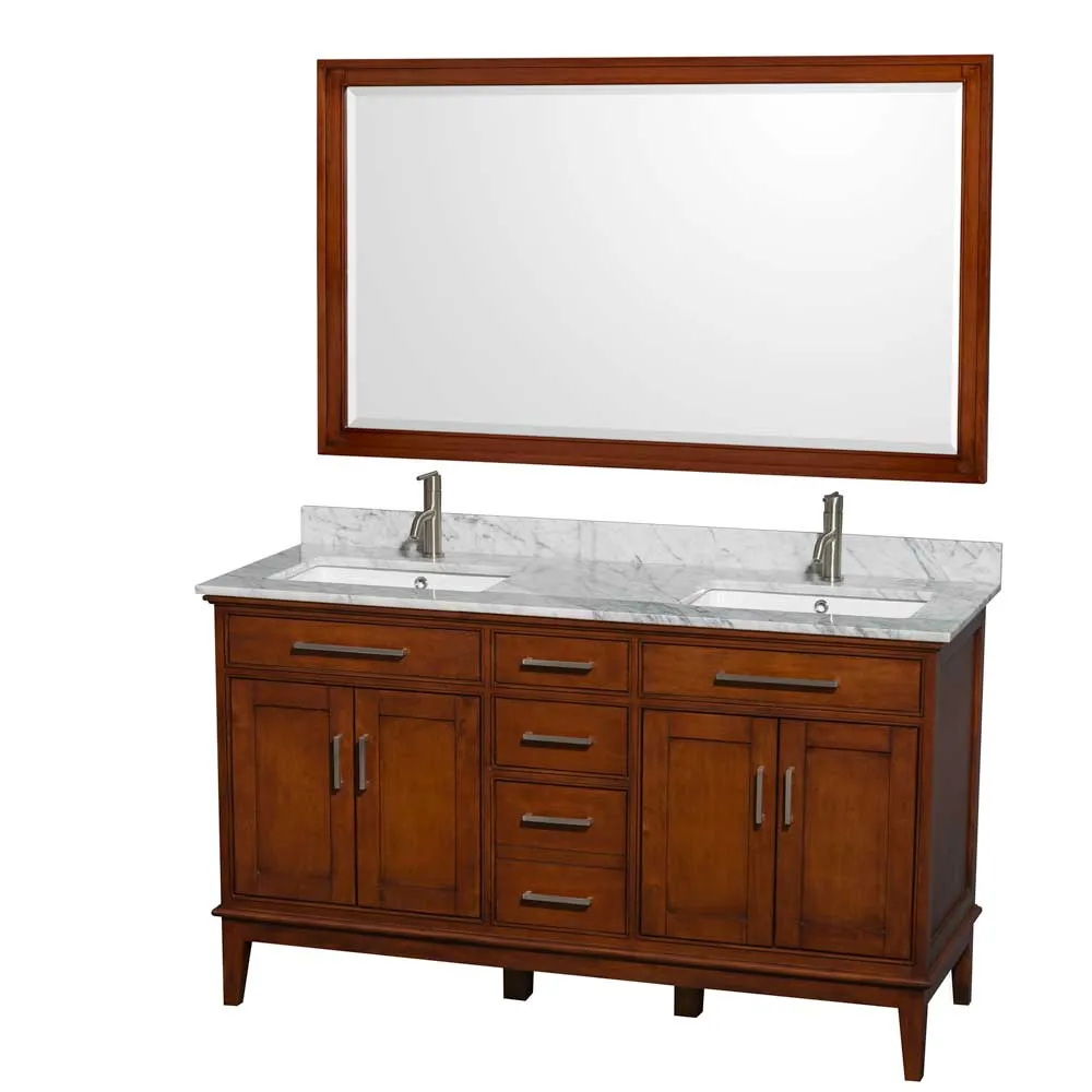 Hatton 60 Inch Double Bathroom Vanity in Light Chestnut