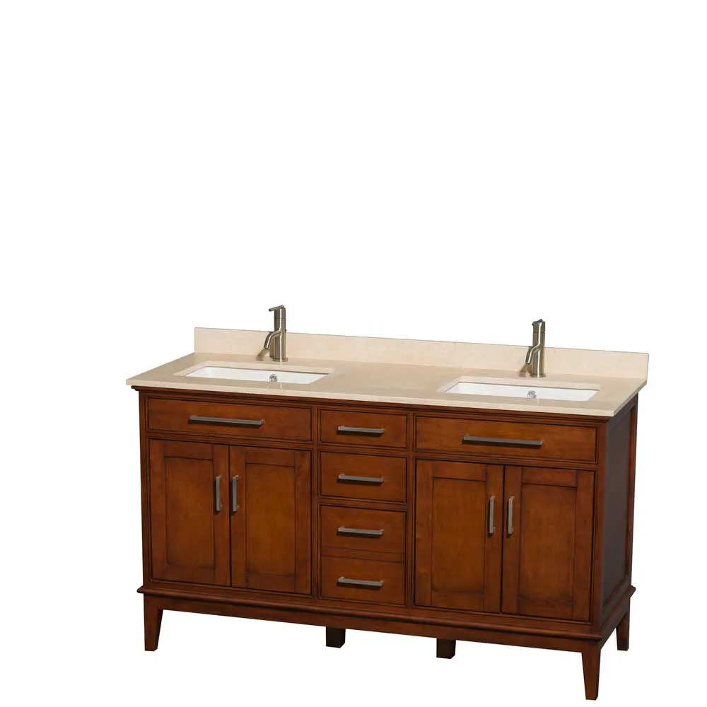 Hatton 60 Inch Double Bathroom Vanity in Light Chestnut