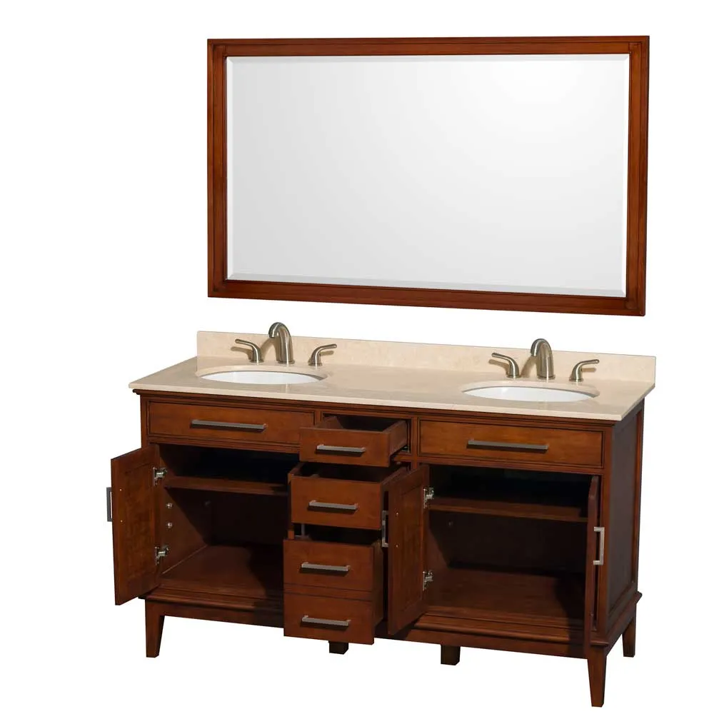 Hatton 60 Inch Double Bathroom Vanity in Light Chestnut