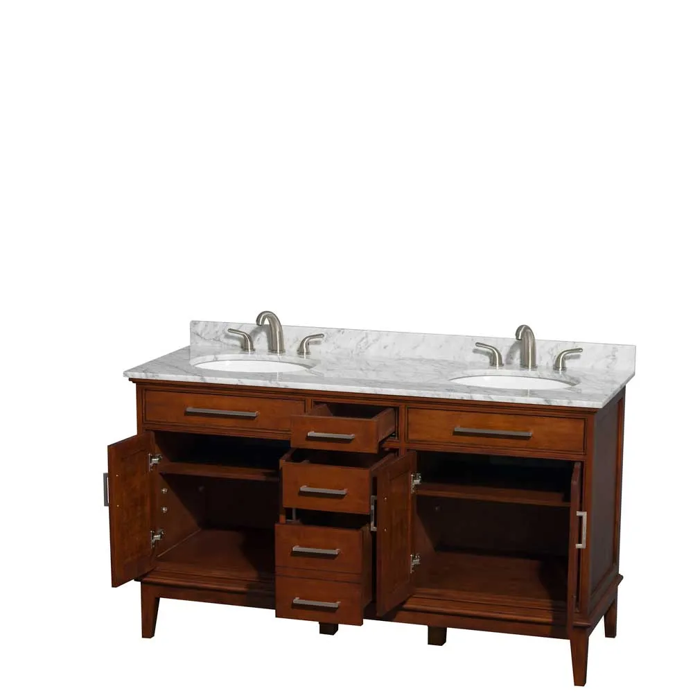 Hatton 60 Inch Double Bathroom Vanity in Light Chestnut