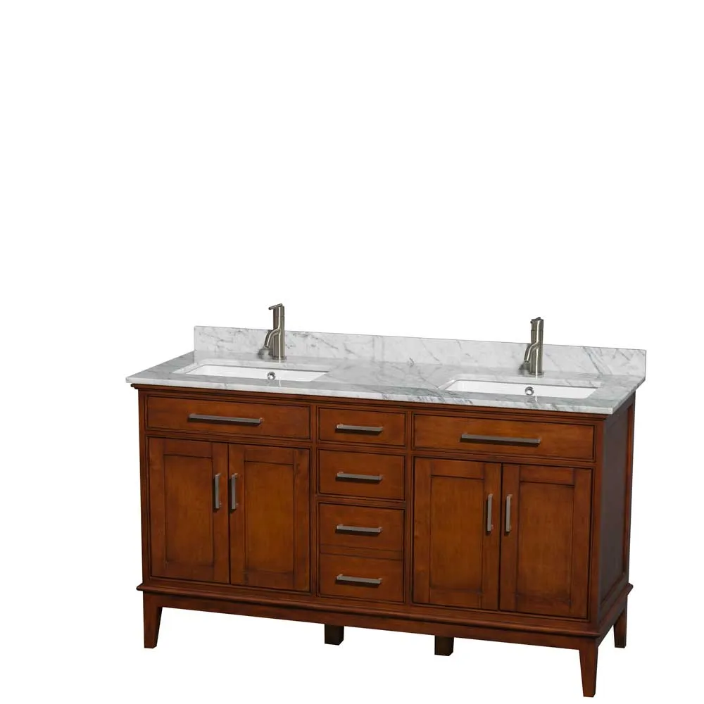 Hatton 60 Inch Double Bathroom Vanity in Light Chestnut