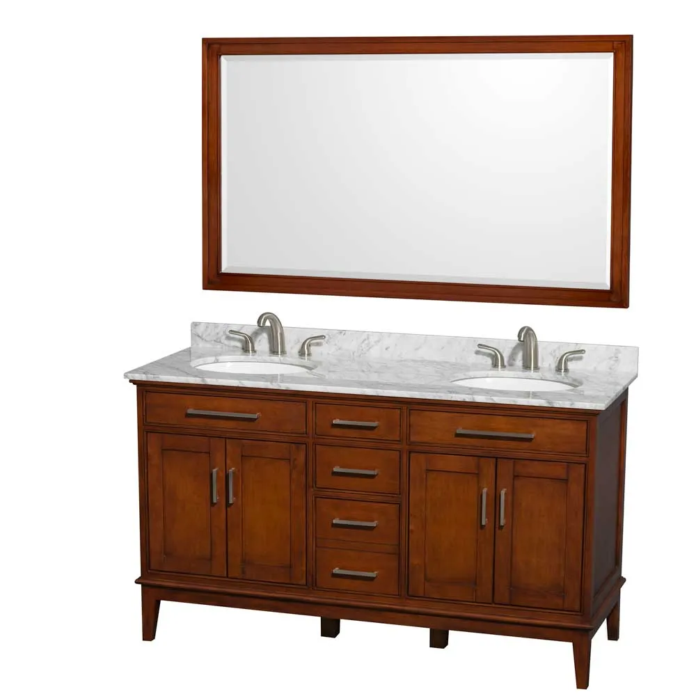 Hatton 60 Inch Double Bathroom Vanity in Light Chestnut