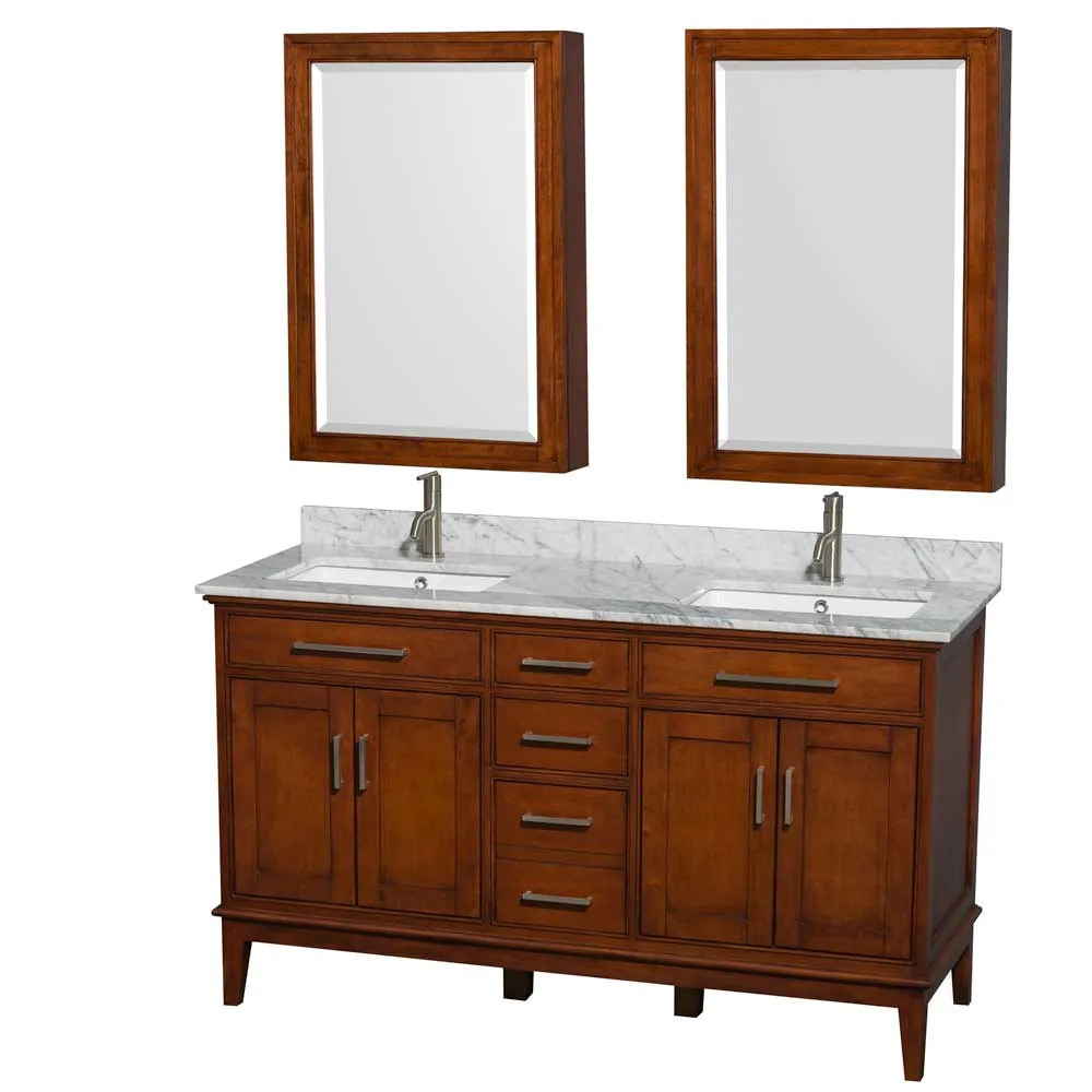 Hatton 60 Inch Double Bathroom Vanity in Light Chestnut