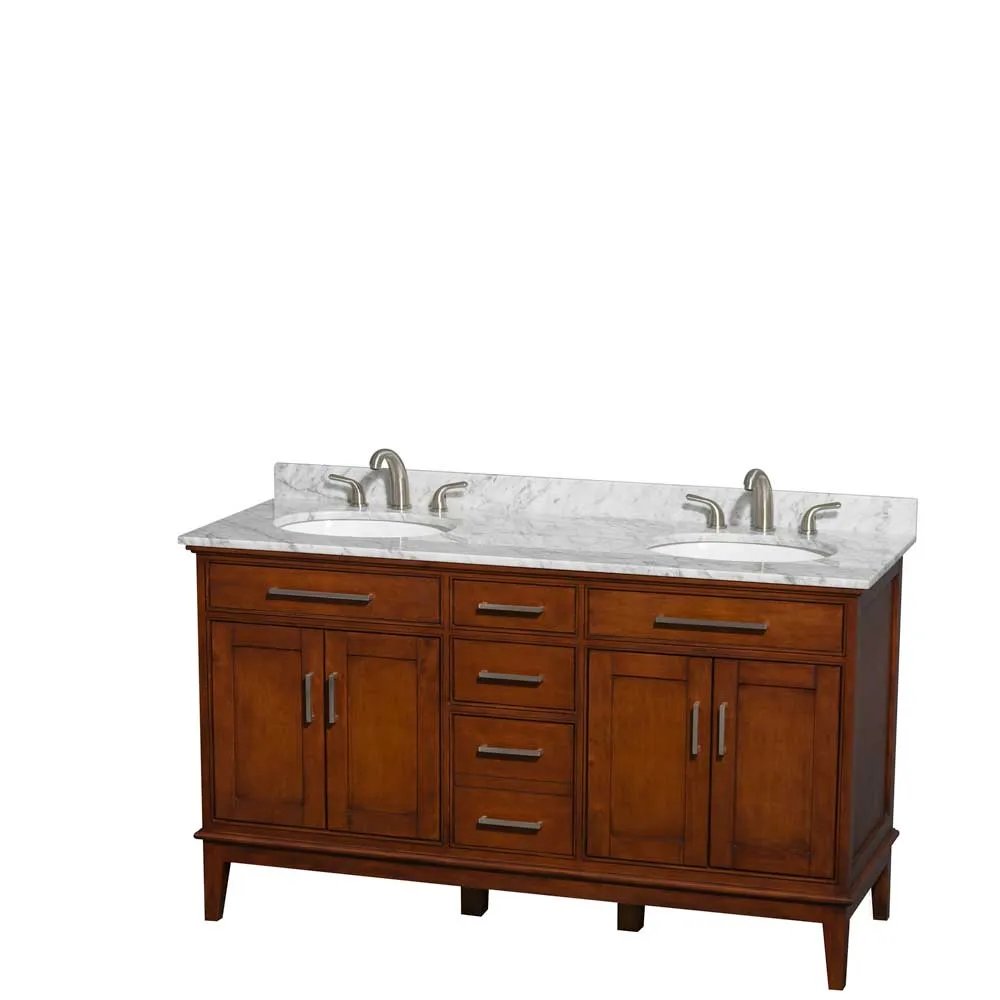 Hatton 60 Inch Double Bathroom Vanity in Light Chestnut