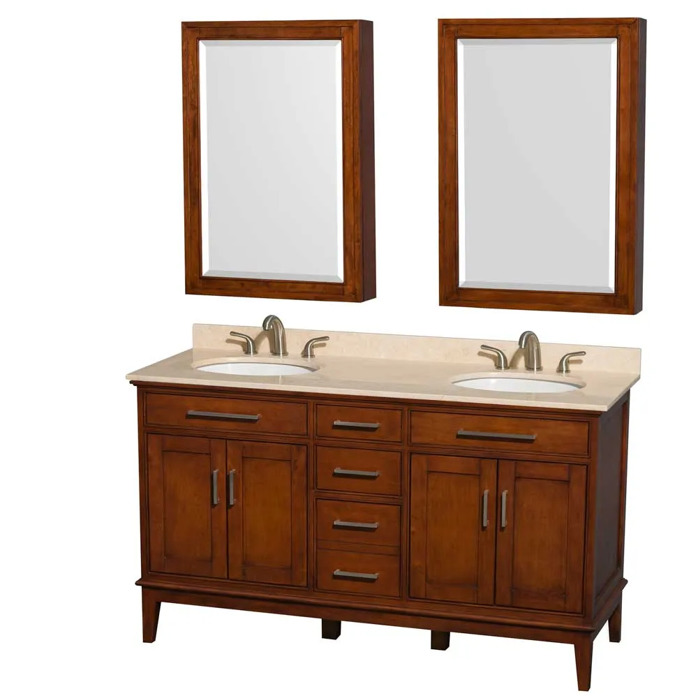 Hatton 60 Inch Double Bathroom Vanity in Light Chestnut