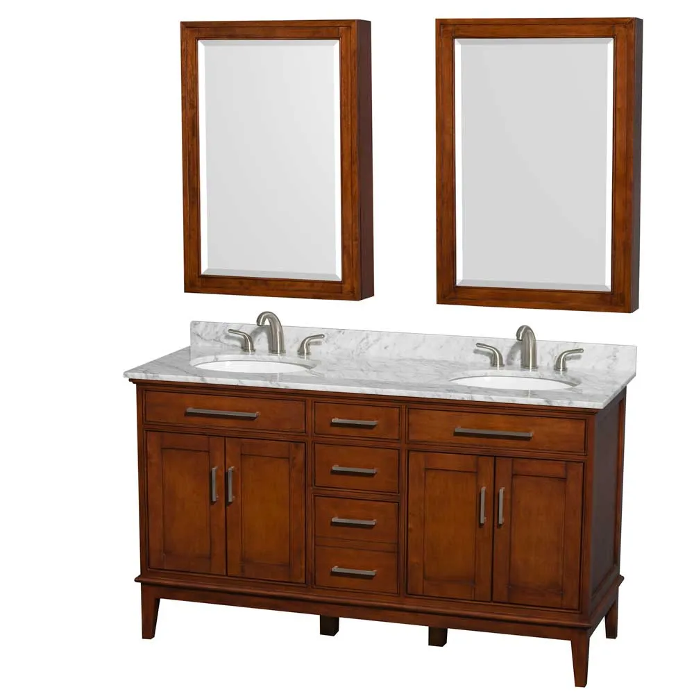 Hatton 60 Inch Double Bathroom Vanity in Light Chestnut