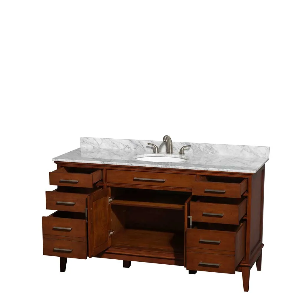 Hatton 60 Inch Single Bathroom Vanity in Light Chestnut