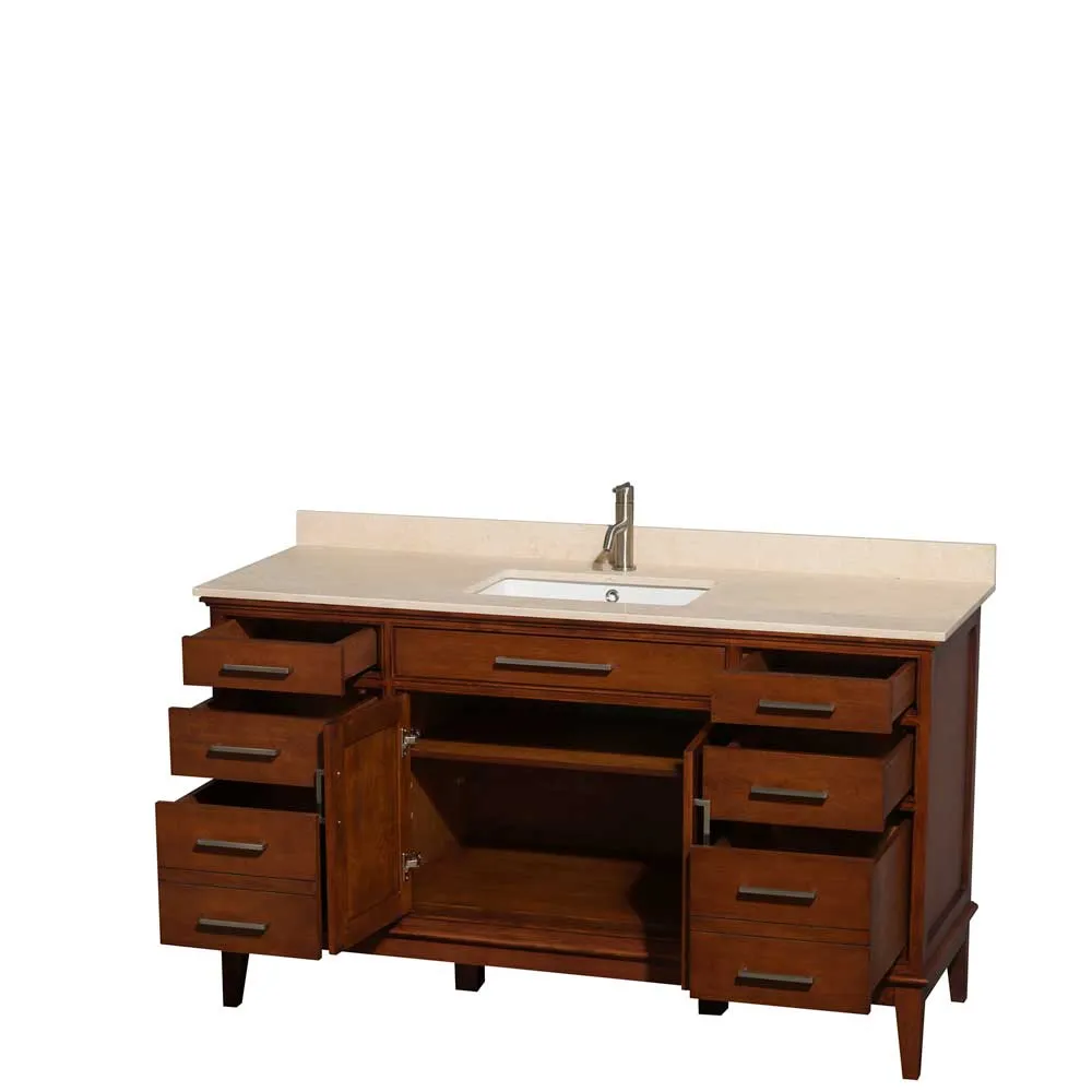 Hatton 60 Inch Single Bathroom Vanity in Light Chestnut
