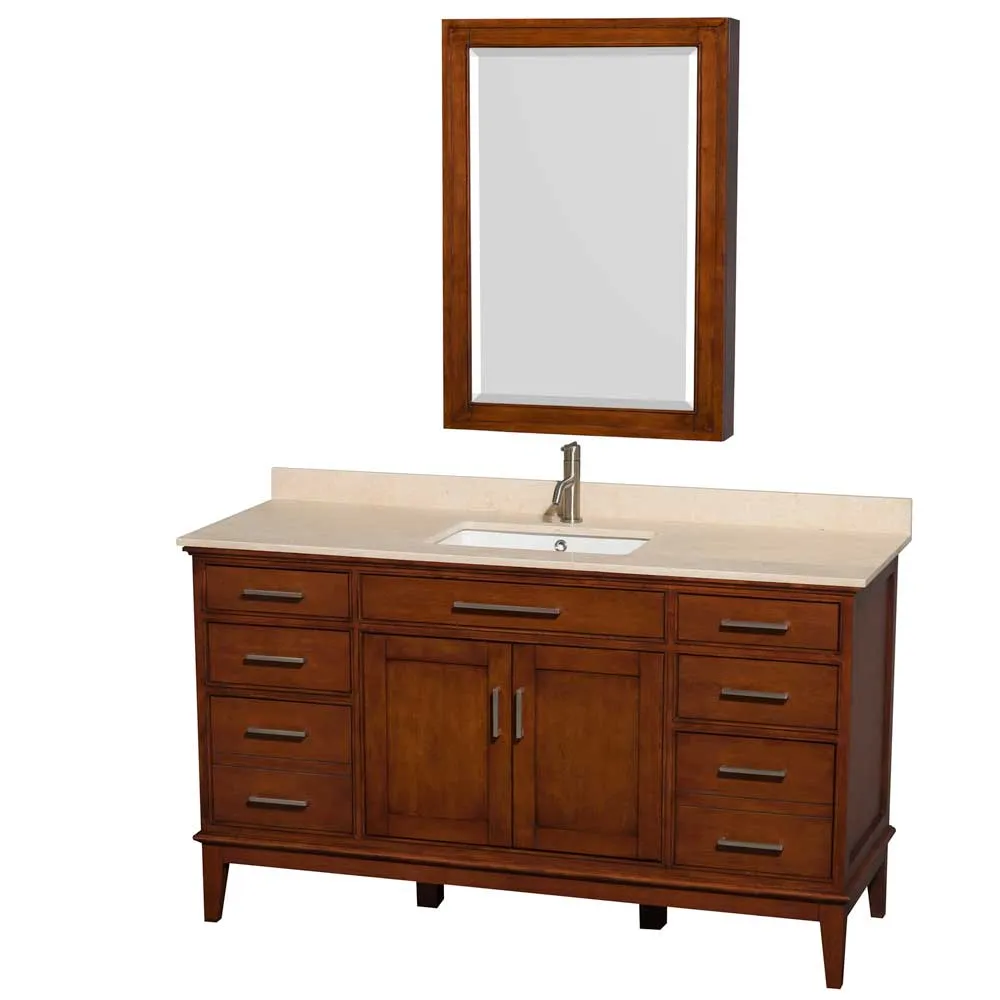Hatton 60 Inch Single Bathroom Vanity in Light Chestnut