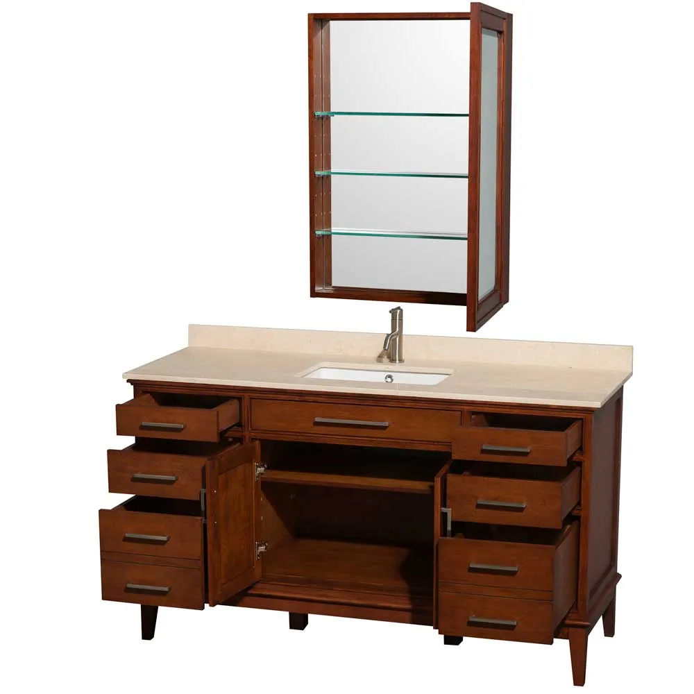 Hatton 60 Inch Single Bathroom Vanity in Light Chestnut