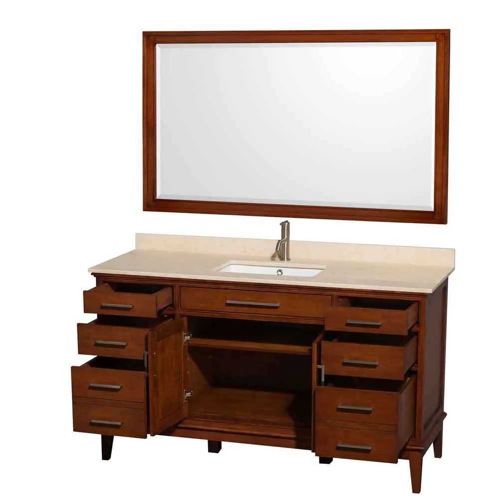 Hatton 60 Inch Single Bathroom Vanity in Light Chestnut