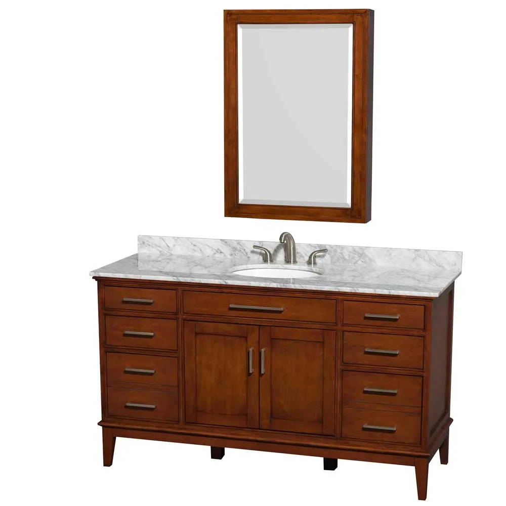 Hatton 60 Inch Single Bathroom Vanity in Light Chestnut