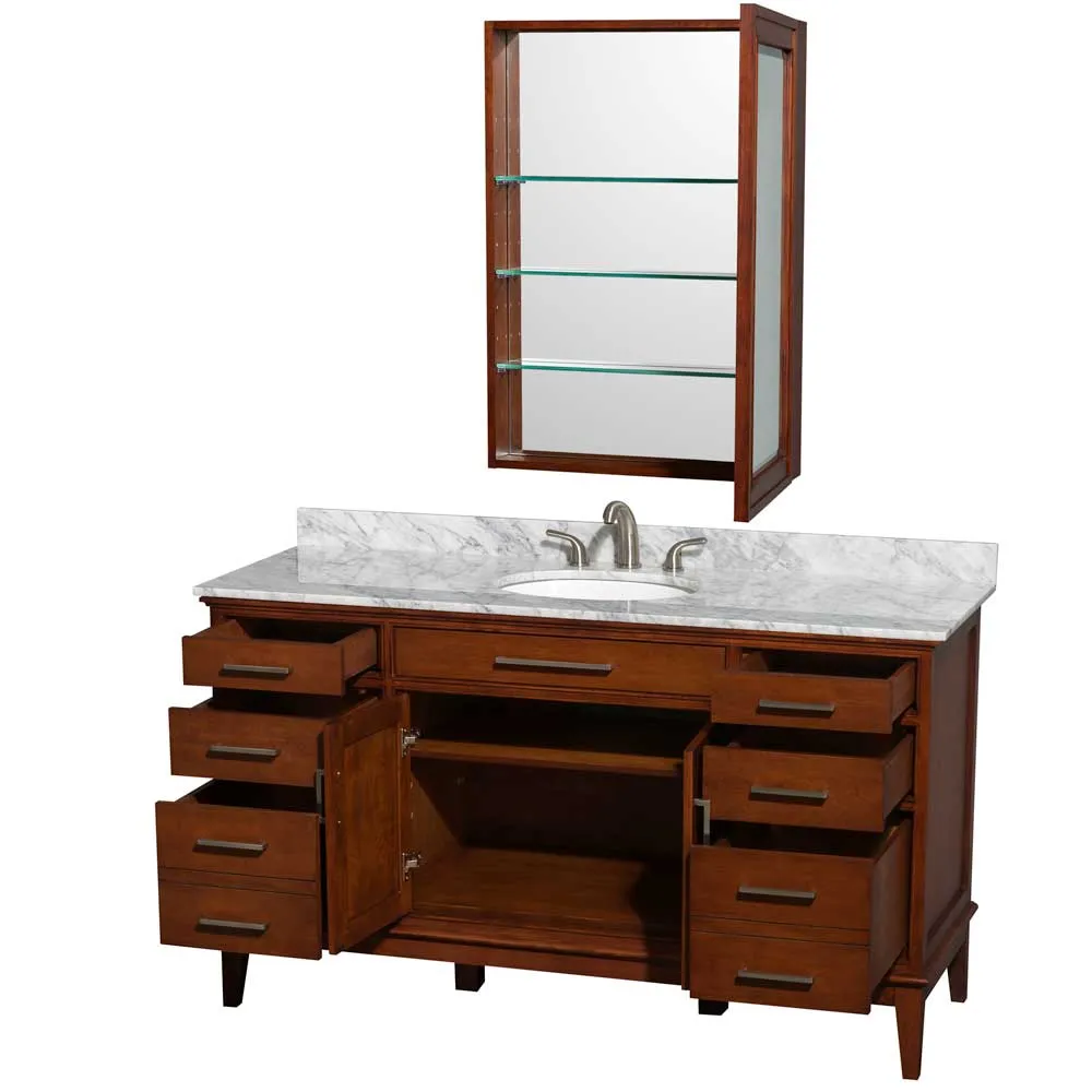 Hatton 60 Inch Single Bathroom Vanity in Light Chestnut