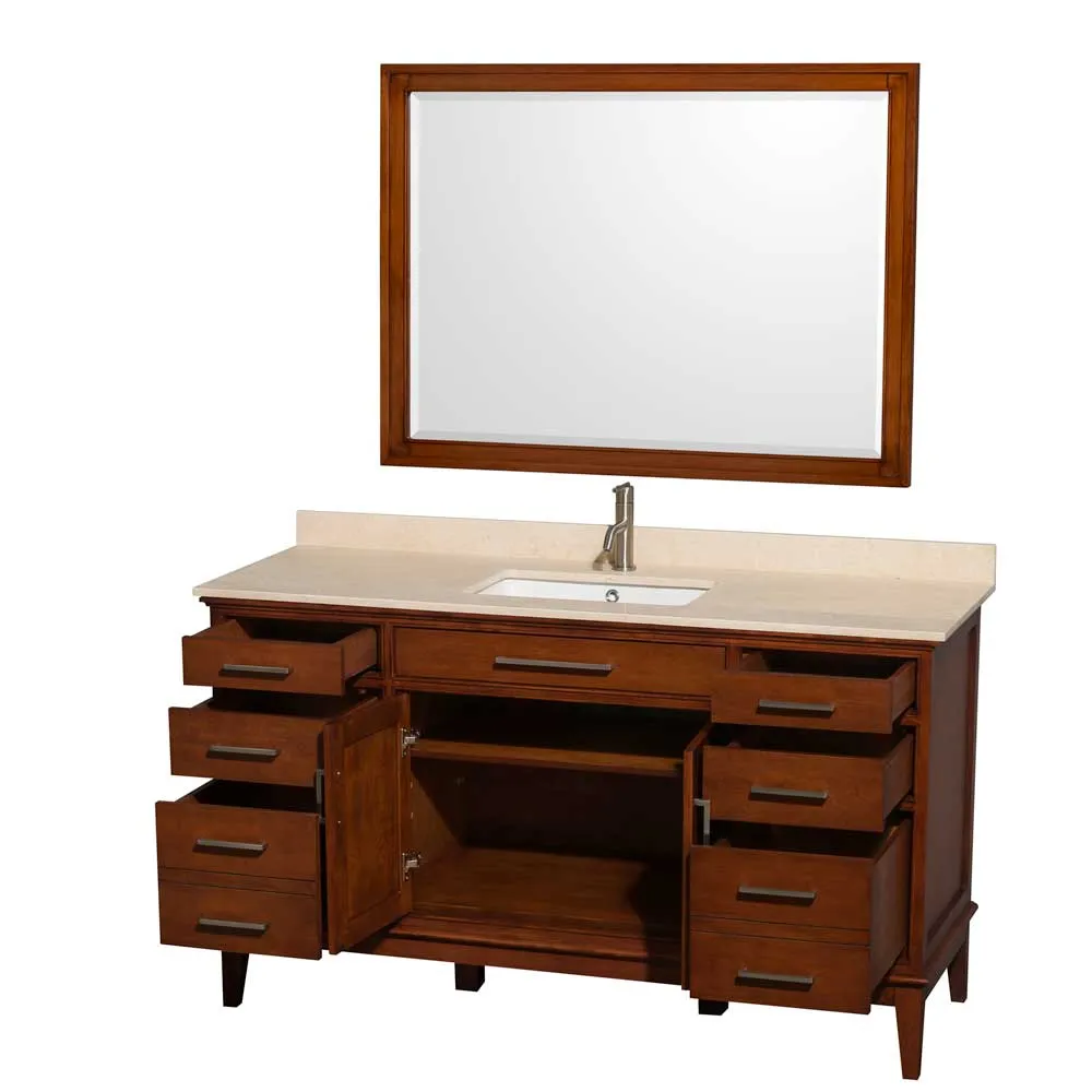 Hatton 60 Inch Single Bathroom Vanity in Light Chestnut